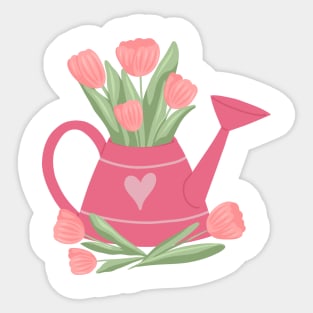 Tulips in a watering can Sticker